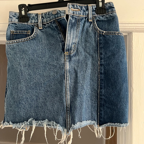 Denim Blue Frayed Skirt - Picture 1 of 8